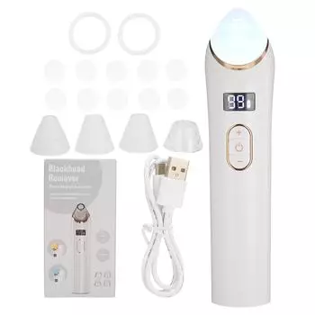 Красный, синий свет, вакуумный электрический очиститель пор, USB перезаряжаемый инструмент для удаления угрей (белый)