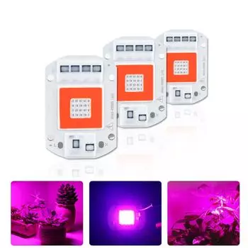 Красный + синий светильник для растений, 20/30/50 Вт, полный спектр, светодиодный светильник для выращивания растений COB, чипы для выращивания растений, тепличная палатка, 110/220 В 220V