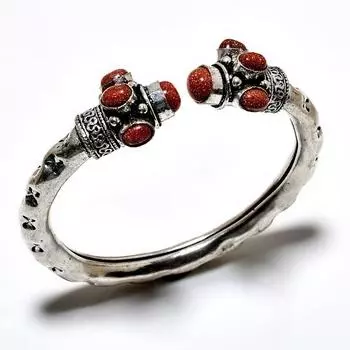 Красный солнечный камень, драгоценный камень 925, посеребренный браслет ручной работы, ювелирный браслет-манжета