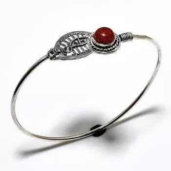 Красный солнечный камень, драгоценный камень 925, посеребренный браслет ручной работы, ювелирный браслет-манжета