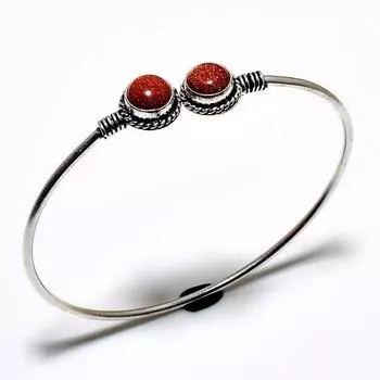 Красный солнечный камень, драгоценный камень 925, посеребренный браслет ручной работы, ювелирный браслет-манжета