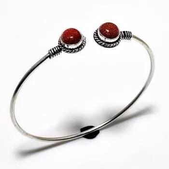 Красный солнечный камень, драгоценный камень 925, посеребренный браслет ручной работы, ювелирный браслет-манжета
