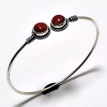 Красный солнечный камень, драгоценный камень 925, посеребренный браслет ручной работы, ювелирный браслет-манжета