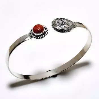 Красный солнечный камень, драгоценный камень 925, посеребренный браслет ручной работы, ювелирный браслет-манжета