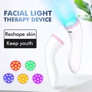 Красный терапевтический световой прибор с 5-цветной лицевой палочкой для подтяжки кожи лица и шеи, светодиодный световой терапевтический прибор для красоты