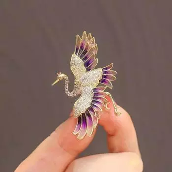 Красный венценосный журавль Брошь Женский китайский стиль Классический элегантный корсаж Блейзер свитер Аксессуары Булавка фиксированная одежда