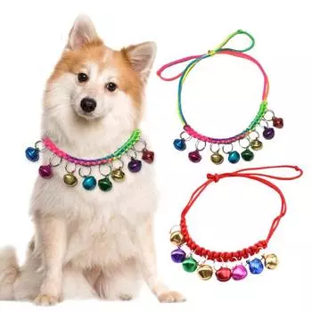 Красный веревочный кошачий ошейник ручной работы с милым колокольчиком, модные легкие и удобные аксессуары для домашних животных разноцветный