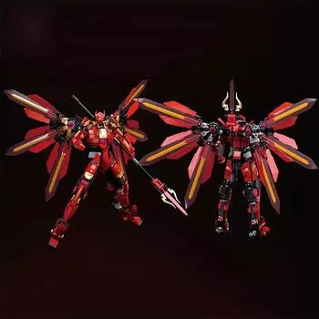 Красный воин-алебарда, робот, строительные блоки - идеальный рождественский подарок для детей, сборная игрушка, 511 шт.