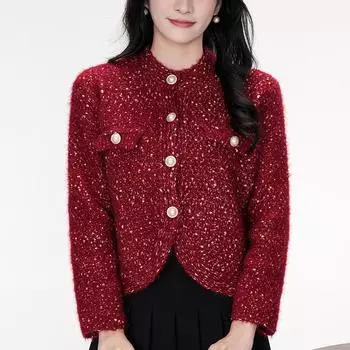 Красный вязаный кардиган для женщин на осень и зиму, новый стиль, куртка в стиле ретро, уникальный топ S красный