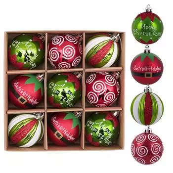 Красный зеленый Рождественский шар, украшения для рождественской елки, подвесные украшения для дома, рождественские украшения на год T3X2 B-9pcs