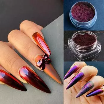 Красный зеркальный порошок, хромированный платиновый пигмент для дизайна ногтей, блестящий рождественский гель-русалка красный