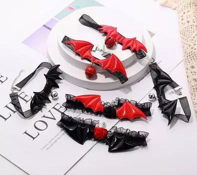 Красный женский цветок летучая мышь женский чокер паук шея воротник готический ожерелье кружевной чокер готический чокер #10