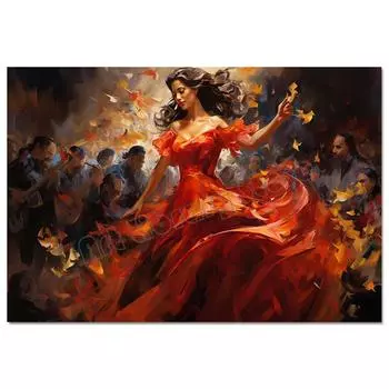 Красочная абстрактная испанская танцовщица фламенко, красивая девушка в красной юбке, плакат, холст, настенное искусство, картины, домашний декор 21cm30cm NoFrame