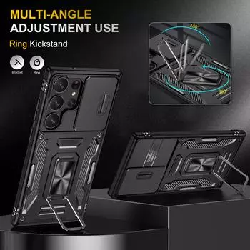 Красочная броня, вращающаяся подставка с металлическим кольцом для Samsung Galaxy S24 S22 Ultra Plus S23 FE, противоударный защитный жесткий чехол for Galaxy S22