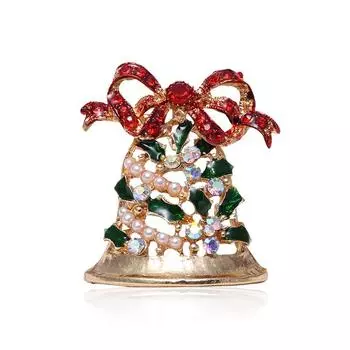 Красочная брошь-колокольчик, булавки, одежда для женщин, рождественский день, булавки-колокольчики со стразами и брошь, металлические значки, броши, подарок