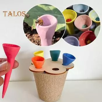 Красочная чашка для питья пчелиных насекомых. Универсальное размещение. Простые в использовании многоразовые жаждущие опылители. Питьевой фонтанчик. Чашки для кормления птиц. разноцветный