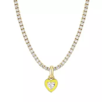 Красочная циркониевая цепочка на шею в виде сердца, теннисная цепочка-колье для женщин, модный чокер со стразами, универсальное украшение-декор жёлтый