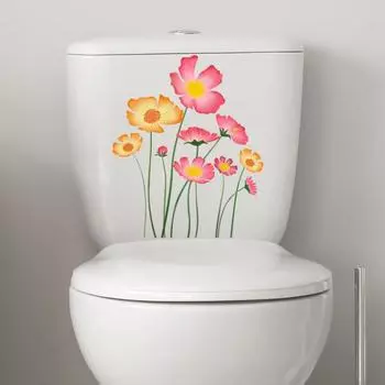 Красочная цветочная наклейка на унитаз, съемная самоклеящаяся водостойкая ПВХ гостиная, настенная наклейка для ванной комнаты, украшение для крышки унитаза
