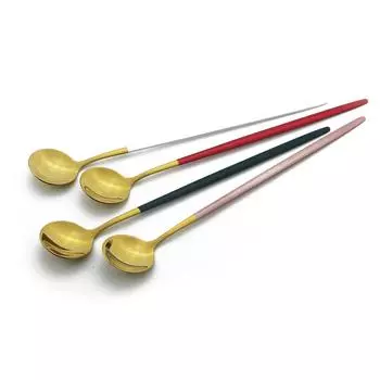 Красочная десертная чайная ложка, столовая посуда, ложка для сока, кофе, набор столовых приборов, ложка для мороженого с длинной ручкой, посуда из нержавеющей стали серебряный