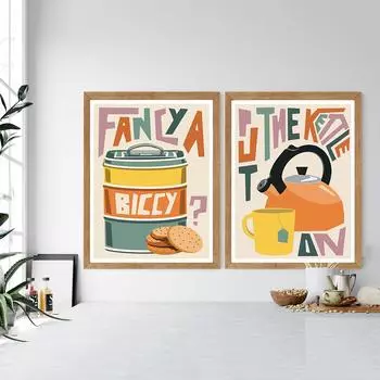 Красочная еда, чай и печенье, настенная живопись, приятного аппетита, постер для выпечки, кухонная дискотека, графика, холст, картины, декор 21x30cm No Framed белый