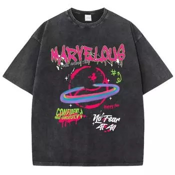 Красочная Фантазия Забавная мультяшная футболка с коротким рукавом, модная, мужская и женская, летняя, повседневная, винтажная футболка с эффектом стирки S