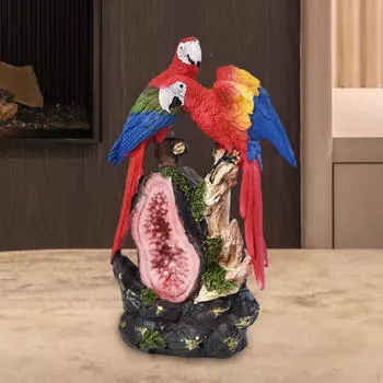Красочная фигурка попугая для офиса и спальни 6.2cmx6.2cmx9.8cm_2 Parrots