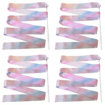 Красочная гимнастическая лента #L 2M с эстетической палочкой для взрослых, детей и девочек (белый