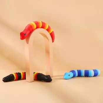 Красочная игрушка-змея, гибкая, забавная, обучающая, портативная, для снятия стресса, декомпрессии, для детей и взрослых, сенсорная игрушка в виде змеи, подарок на день рождения чёрный