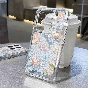 Красочная картина маслом, чехол для телефона с бабочкой для Xiaomi 13T Pro 11T Poco F6 X6 Redmi Note 13 12 11 Pro 10, противоударный прозрачный глянцевый мягкий силиконовый чехол Redmi Note 12 5G зелёный