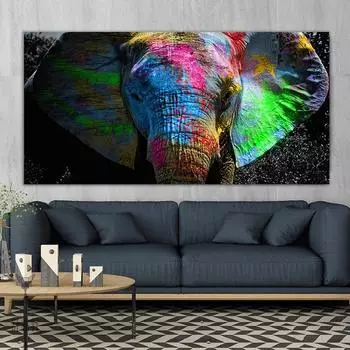 Красочная картина со слоном на холсте, современные постеры и принты с животными, дропшиппинг, настенные картины, искусство для гостиной, домашний декор 21*30cm