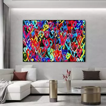 Красочная любовь граффити искусство картина маслом стены искусства банки художественные плакаты и принты современное украшение дома 21cm30cm NoFrame