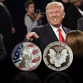 Красочная металлическая памятная монета Трампа, эмалированная монета президента Трампа с прозрачной коробкой для хранения