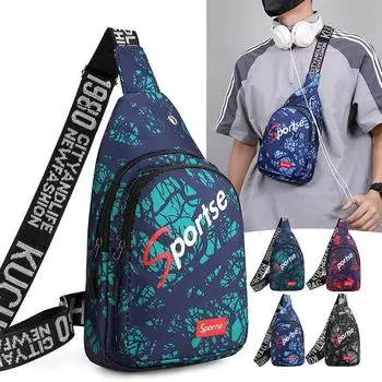 Красочная модная корейская мужская спортивная сумка через плечо с широким ремнем синий