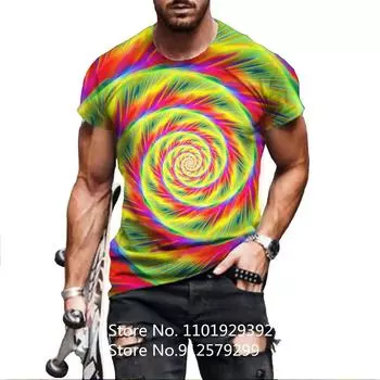 Красочная мужская футболка Vertigo с 3D принтом, модная футболка с круглым вырезом и коротким рукавом, уличная футболка в стиле хип-хоп, повседневные мужские топы, футболки XS белый