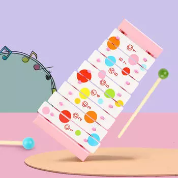 Красочная музыкальная игрушка-ксилофон с 2 молотками, деревянный инструмент Монтессори