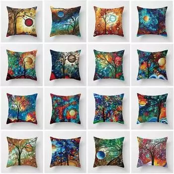 Красочная наволочка для объятий дерева, диван, украшение для дома 40x40cm