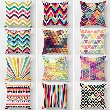 Красочная наволочка с геометрическим рисунком для гостиной, спальни, домашняя прикроватная наволочка, офисная автомобильная поясная подушка для дивана, домашний декор 40x40cm