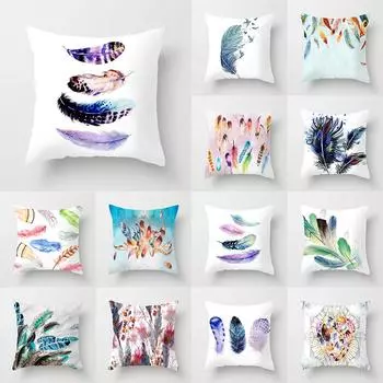 Красочная наволочка с узором из перьев, домашняя гостиная, украшение для дивана, наволочка 40X40CM