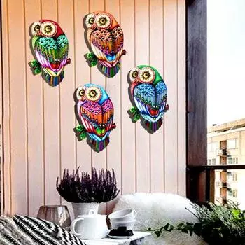 Красочная Ночная Сова Украшение Стены Домашний Офис Гостиная Ванная Комната Открытый Металлическая Стена Искусство Утюг B