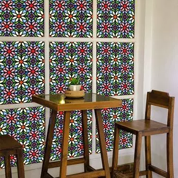 Красочная оконная пленка, статическая липкая неклейкая пленка, витражная виниловая пленка, солнцезащитная наклейка на окно, украшение 45*100cm