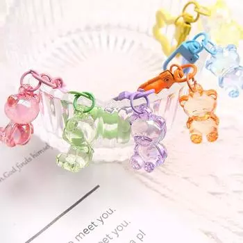 Красочная пятиконечная звезда, маленький медведь, брелок, брелок конфетного цвета для женщин, девочек, украшение для рюкзака, аксессуары, подарок жёлтый