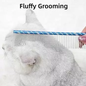 Красочная расческа для ухода за домашними животными, щетка для удаления меха из нержавеющей стали, кошек, собак, длинные густые волосы 19cm чёрный
