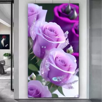 Красочная роза 5D алмазная живопись картина полная квадратная круглая мозаика со стразами цветы вышивка крестиком Diy Настенный декор вышивка Full Round 20x40CM