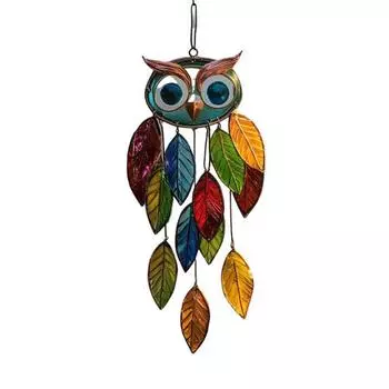 Красочная ручная работа сова из витражного стекла, уличная подвесная декорация с привлекательным дизайном A