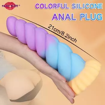 Красочная силиконовая анальная пробка, огромная анальная пробка для мужчин и женщин, анальные фаллоимитаторы, мягкие большие анальные секс-игрушки, массаж простаты, секс-шоп, анальная пробка
