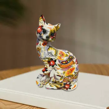Красочная статуя кошки, украшение стола, скульптура животного, фигурка для спальни, многоцелевая Style A