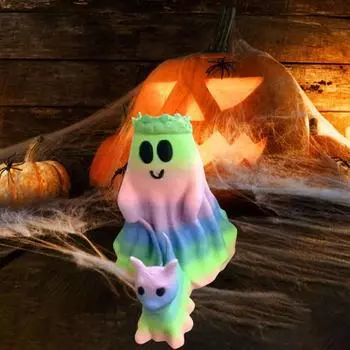 Красочная статуя собаки-призрака, гуляющая на Хэллоуин, жуткая фигурка щенка-призрака из смолы