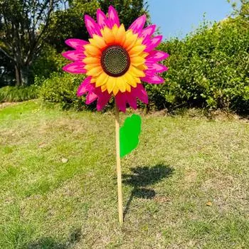 Красочная ветряная мельница с подсолнухом, ветряная турбина для газона, сада, вечерние украшения, уличный декор для кемпинга, пикника, сада и двора A8