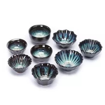 Красочная звездная чашка, чашка для чая с глазурью теммоку, чашка для кунг-фу, керамическая чашка для сборки в печи, чайная чашка, китайское произведение искусства Цзиндэчжэнь