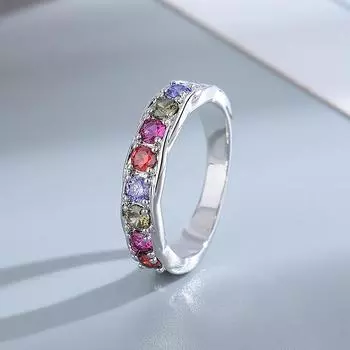 Красочное кольцо с цирконием, серебряные кольца, простой стиль, ювелирные изделия на руку для женщин, кольцо с позолотой 18 карат 6